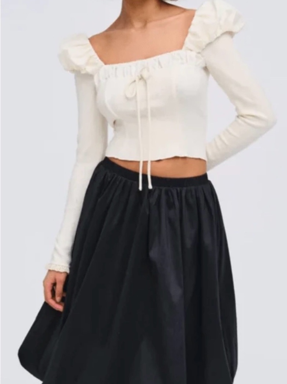 For Love & Lemons Aliyah Pointelle Top in Cream Size XL NWT - Picture 8 of 8